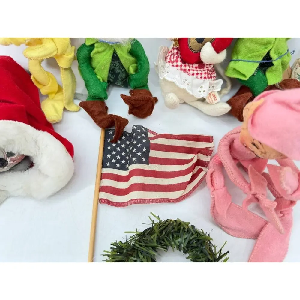 Vintage Annalee Dolls Mixed Holiday Mouse Elf Lot 1990 1991 1993 2002